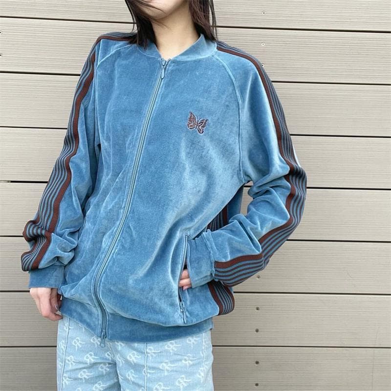 蝶々刺繍入りベロアトラックジャケット