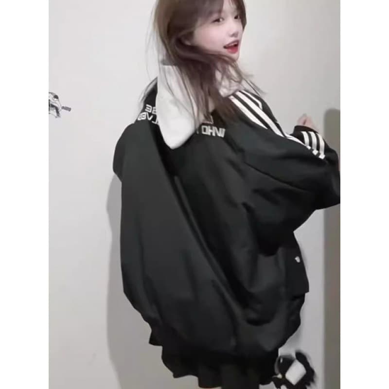 レディースジャージ ゆったり袖ライン トラックジャケット