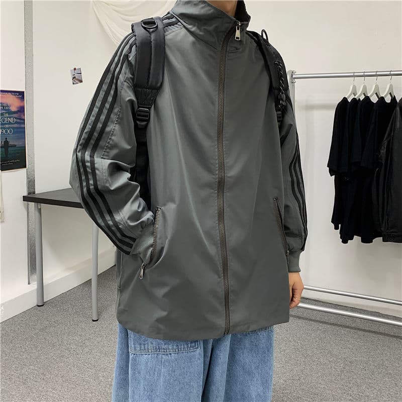 トラックジャケット 三本線ハイネックジャージ